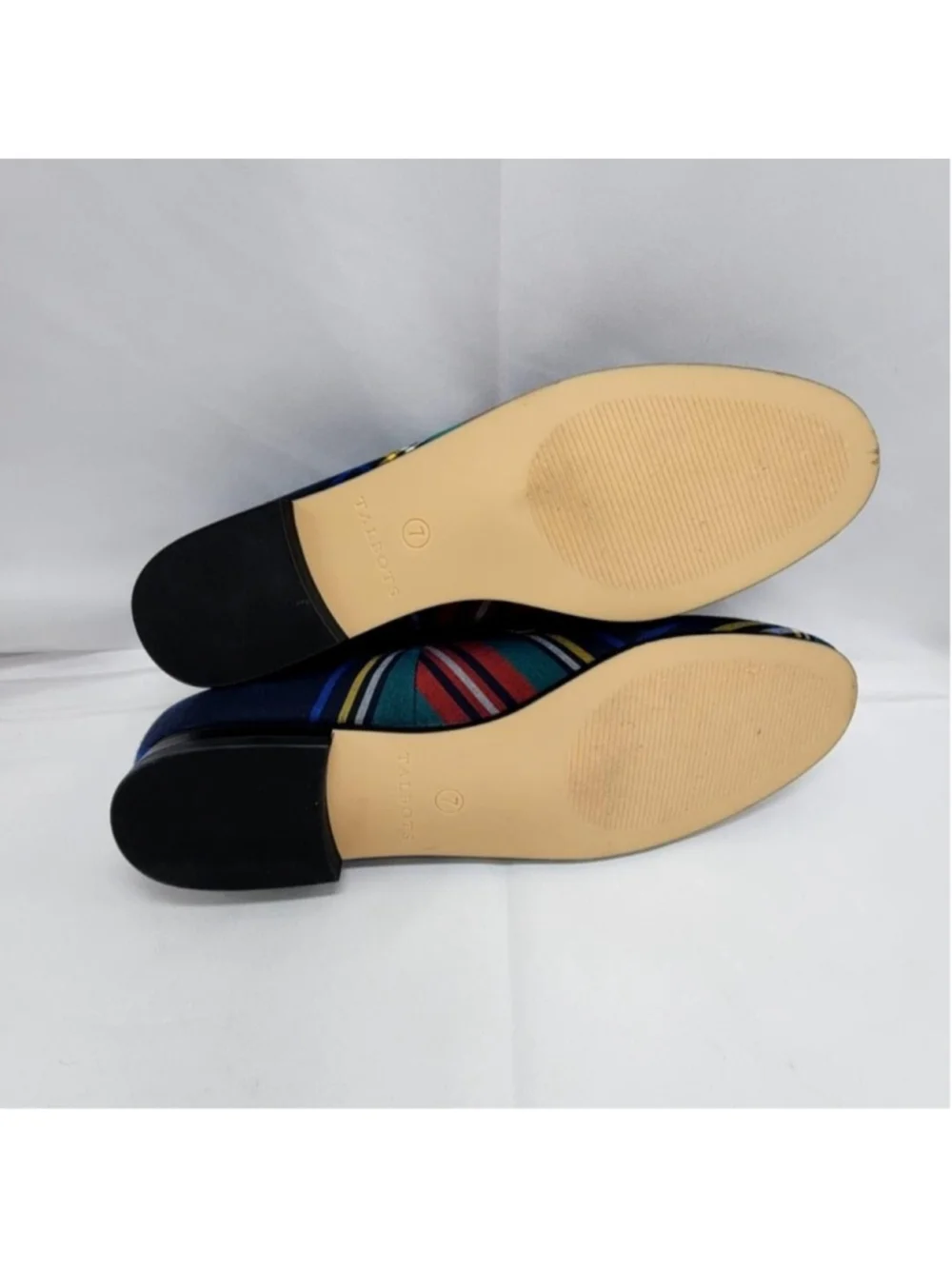 Talbots Shoes Womens 7 Multicolor Plaid Bow Loafer Flats Slip On Casual Holiday